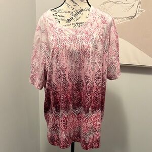 Plus Size Alia Pink Patterned Women's Top - Size 2X